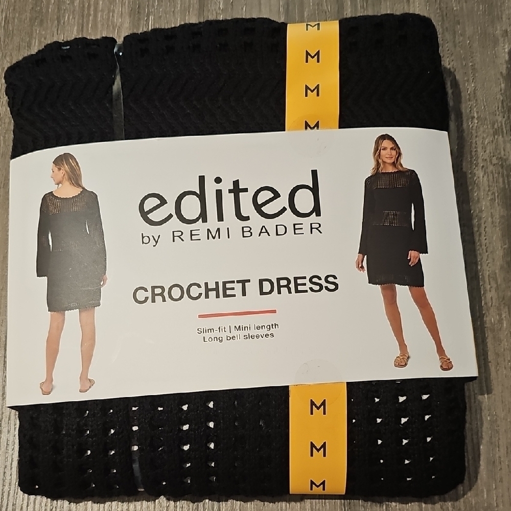 Edited by Remi Bader Black Crochet Mini Dress